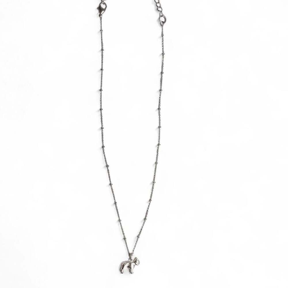 Lauren Conrad French Bulldog Pendant Necklace Silver Tone